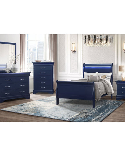 16" White Solid Wood Five Drawer Chest with LED Lighting