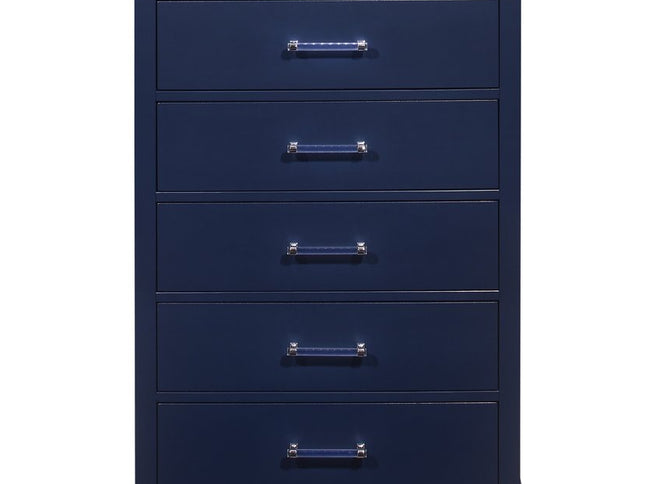 16" White Solid Wood Five Drawer Chest with LED Lighting