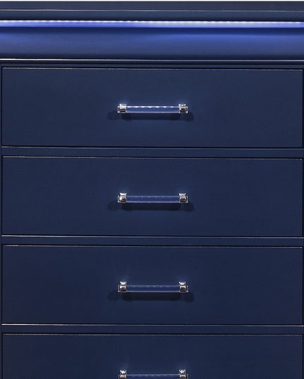 16" White Solid Wood Five Drawer Chest with LED Lighting