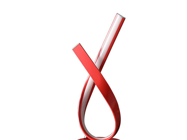 17" Red Modern Abstract Ribbons Table Lamp
