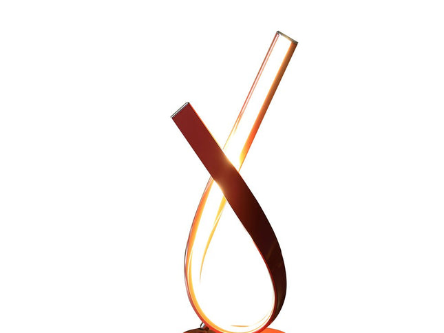 17" Red Modern Abstract Ribbons Table Lamp