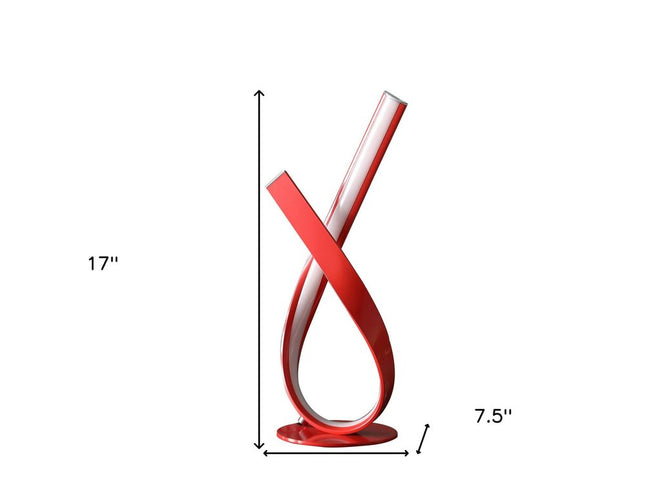 17" Red Modern Abstract Ribbons Table Lamp