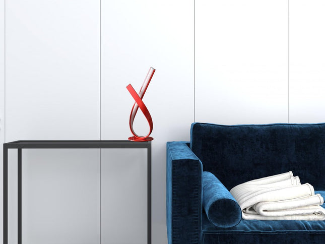 17" Red Modern Abstract Ribbons Table Lamp