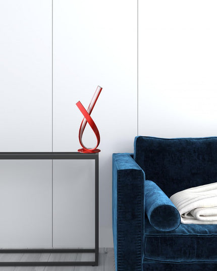 17" Red Modern Abstract Ribbons Table Lamp