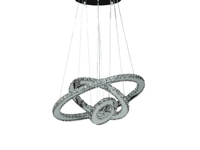 Silver Metal and Crystals LED Dimmable Chandelier