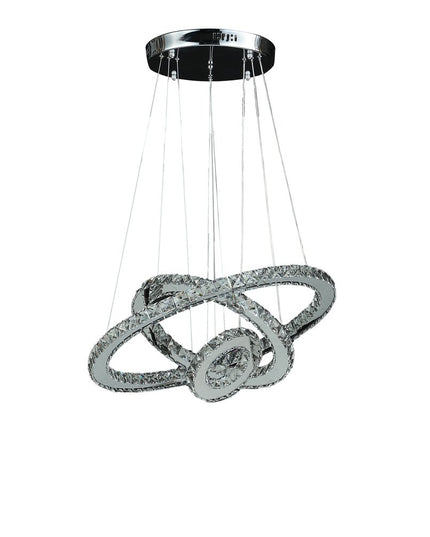 Silver Metal and Crystals LED Dimmable Chandelier