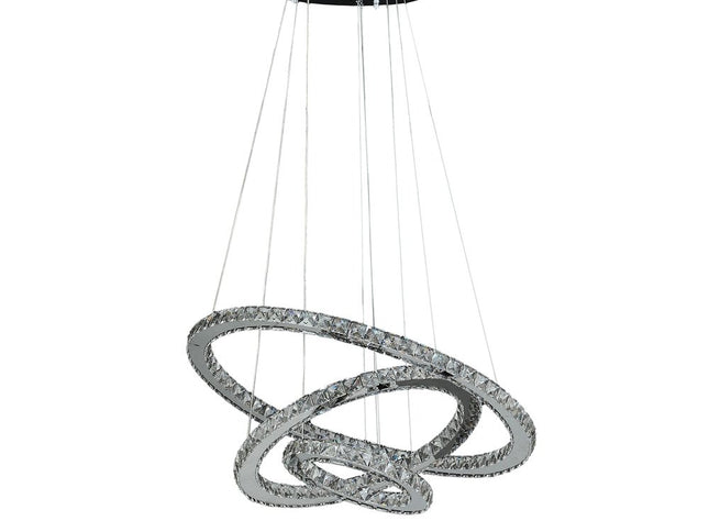 Silver Metal and Crystals LED Dimmable Chandelier