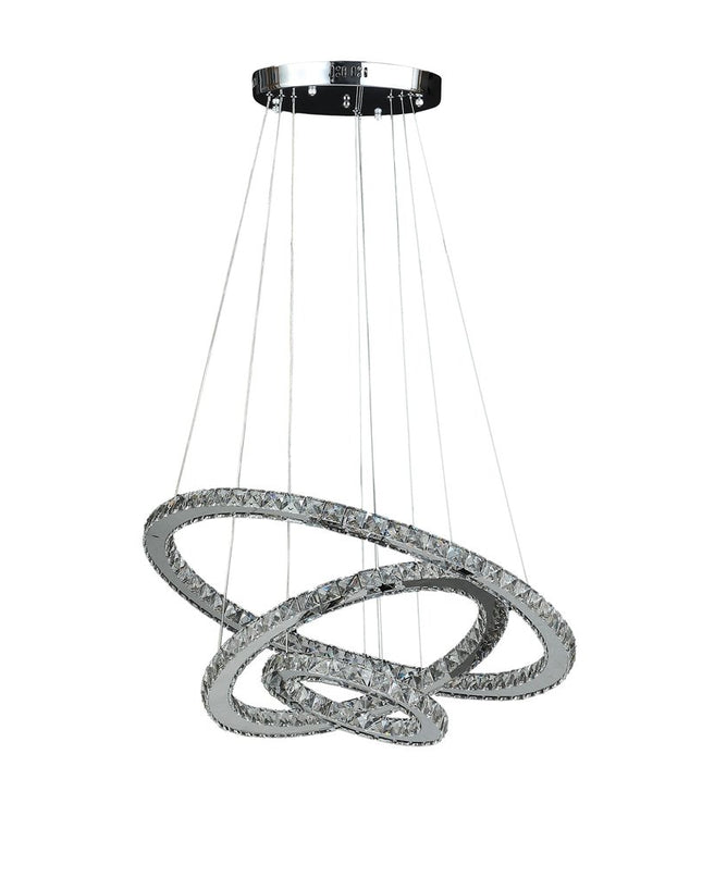 Silver Metal and Crystals LED Dimmable Chandelier