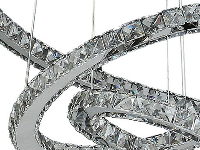 Silver Metal and Crystals LED Dimmable Chandelier
