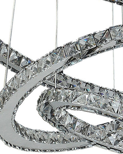 Silver Metal and Crystals LED Dimmable Chandelier