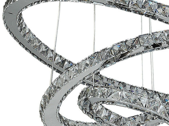 Silver Metal and Crystals LED Dimmable Chandelier