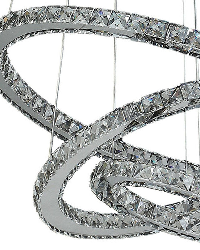 Silver Metal and Crystals LED Dimmable Chandelier