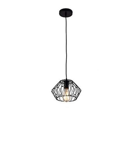 Black Metal Cage Modern Industrial Single Bulb Hanging Pendent Light