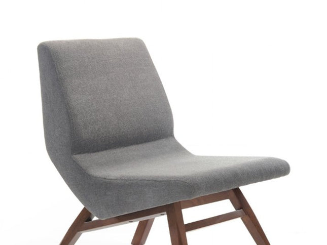 22" Gray And Brown Upholstered Lounge Chair With Ottoman