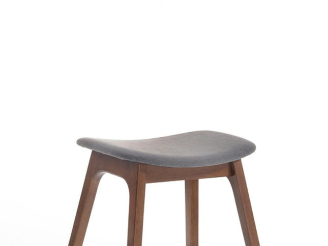 22" Gray And Brown Upholstered Lounge Chair With Ottoman