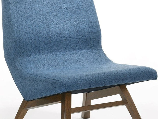 22" Blue And Brown Upholstered Lounge Chair With Ottoman