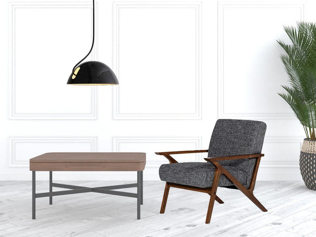 24" Gray And Brown Upholstered Arm Chair