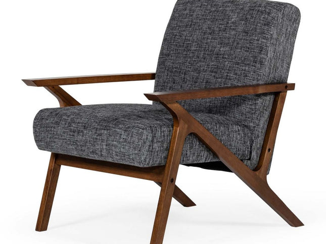 24" Gray And Brown Upholstered Arm Chair