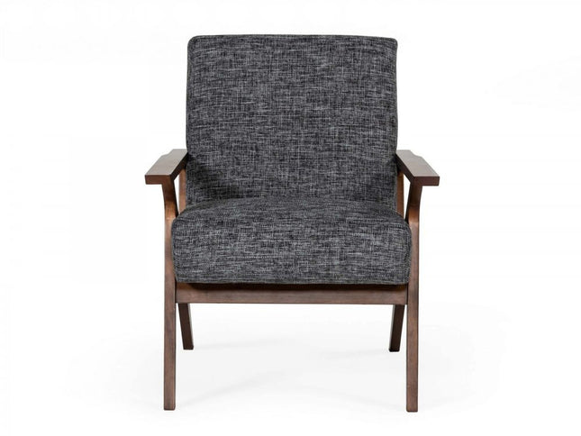 24" Gray And Brown Upholstered Arm Chair