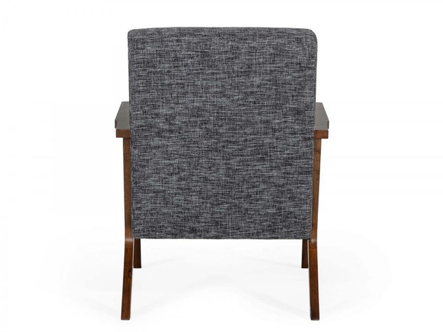 24" Gray And Brown Upholstered Arm Chair