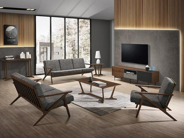 24" Gray And Brown Upholstered Arm Chair