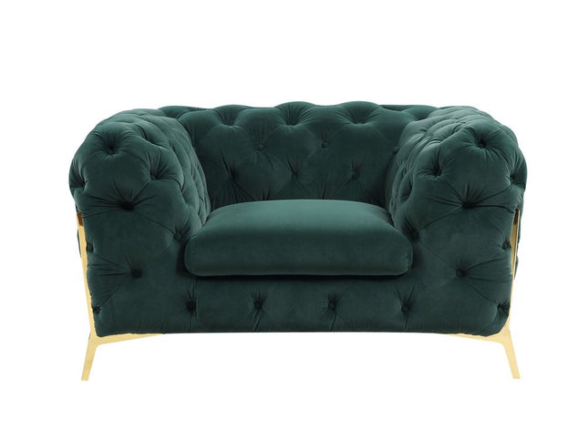 50" Green And Gold Velvet Tufted Club Chair
