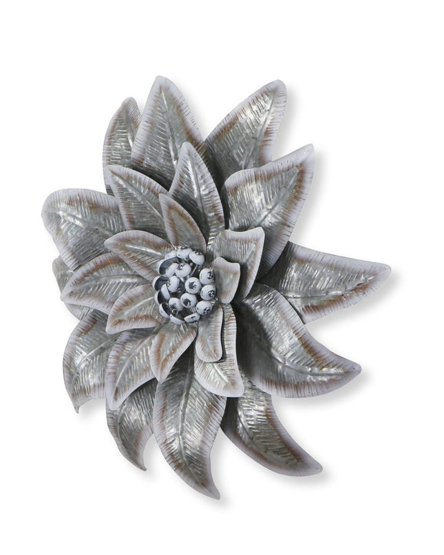 27" X 27" Gray and Off White Galvanized Metal Flower Hanging Dimensional Sculpture