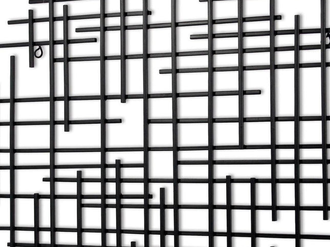 30" X 30" Black Metal Abstract Lines Round Hanging Dimensional Sculpture