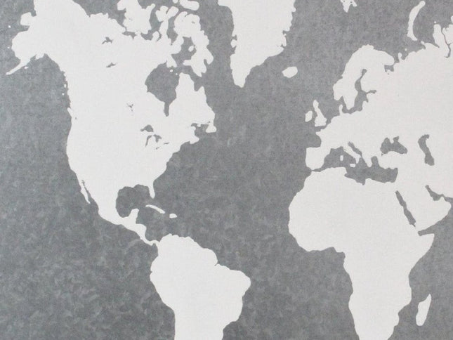 25" X 34" Brown and Gray Wood and Metal World Map Hanging Dimensional Sculpture