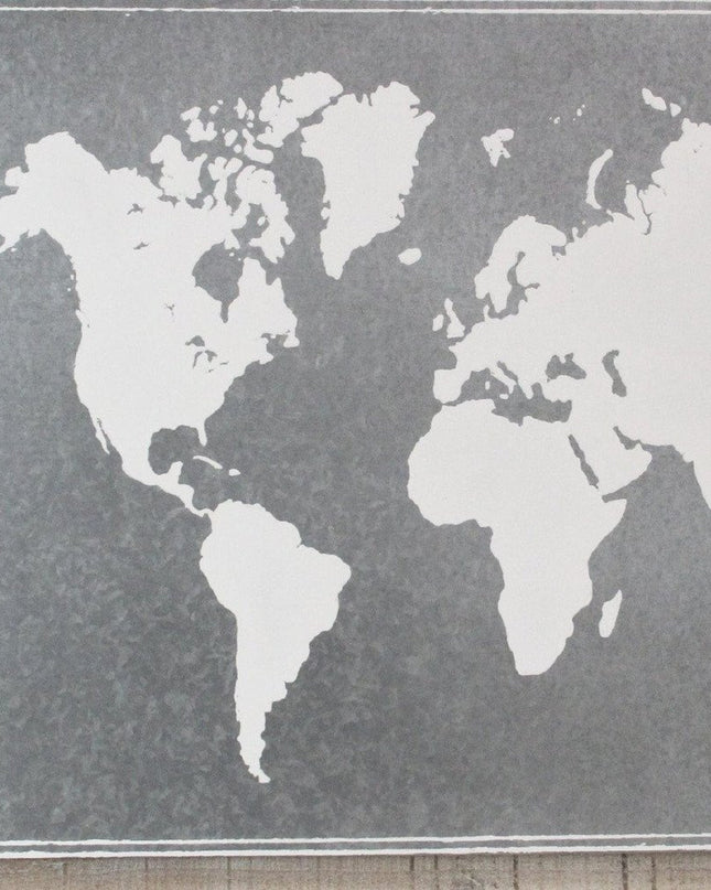 25" X 34" Brown and Gray Wood and Metal World Map Hanging Dimensional Sculpture