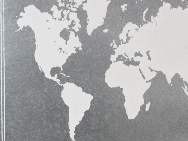 25" X 34" Brown and Gray Wood and Metal World Map Hanging Dimensional Sculpture