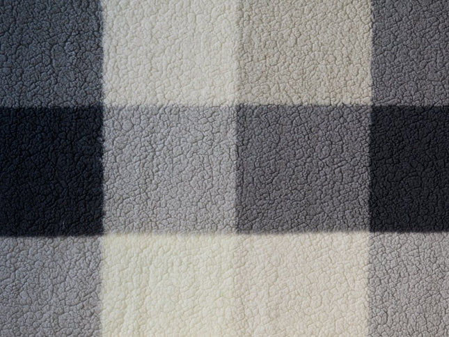 50" X 60" Gray And Ivory Faux Sherpa Plaid Throw Blanket