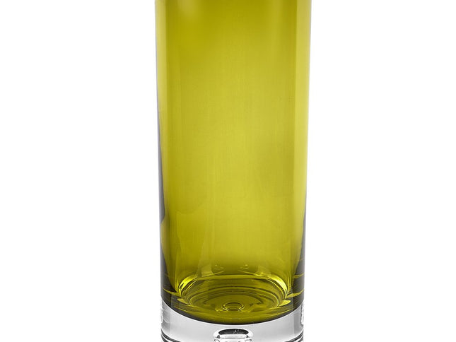 11" Green Crystal Glass Cylinder Table Vase