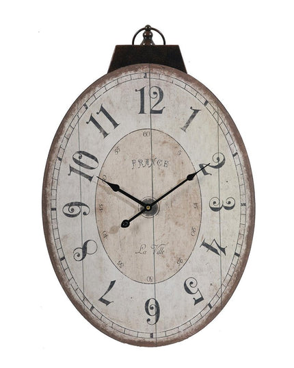 18" Oval Ivory Wood Analog Wall Clock