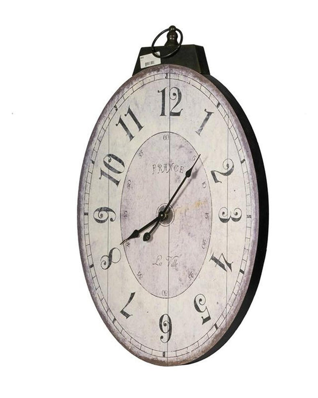 18" Oval Ivory Wood Analog Wall Clock