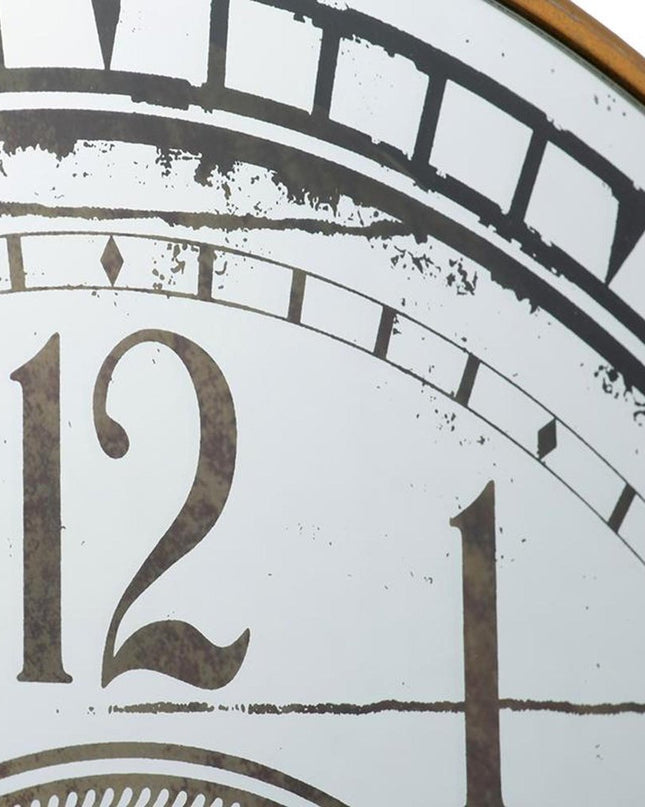 32" Circle Gold and Silver Metal and Mirror Analog Exposed Gear Wall Clock