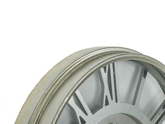 21" Circle Silver Metal and Glass Analog Exposed Gear Wall Clock