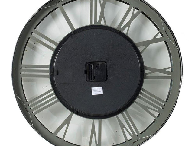 21" Circle Silver Metal and Glass Analog Exposed Gear Wall Clock