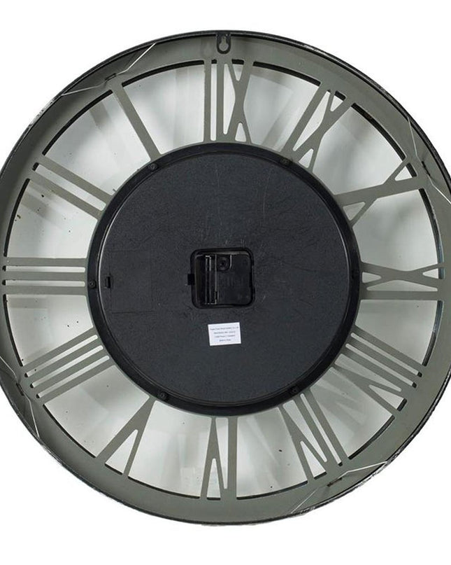 21" Circle Silver Metal and Glass Analog Exposed Gear Wall Clock