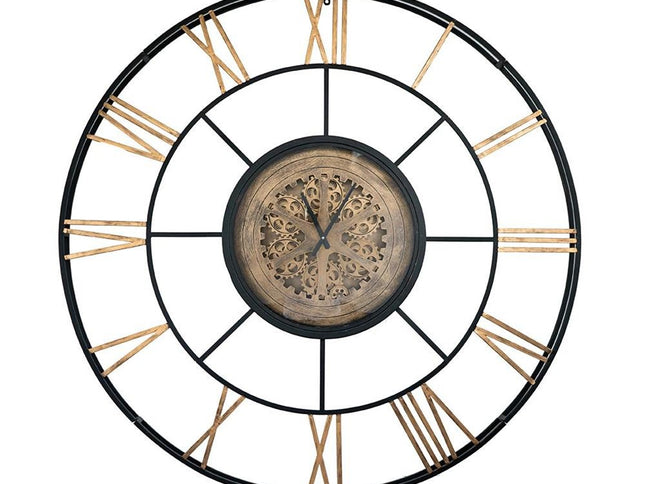 56" Circle Copper Metal and Glass Analog Exposed Gear Wall Clock