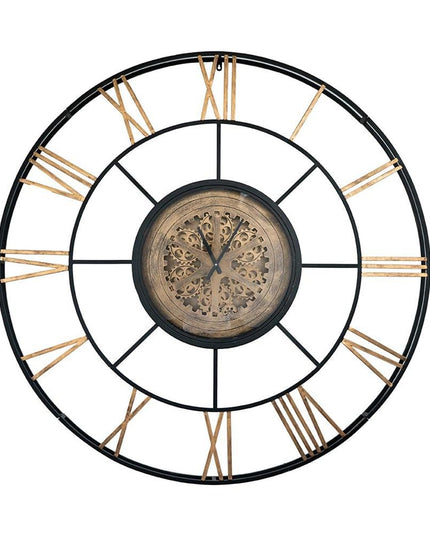 56" Circle Copper Metal and Glass Analog Exposed Gear Wall Clock