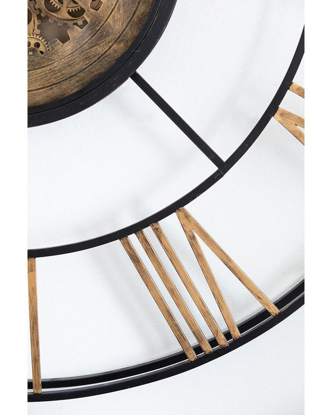 56" Circle Copper Metal and Glass Analog Exposed Gear Wall Clock