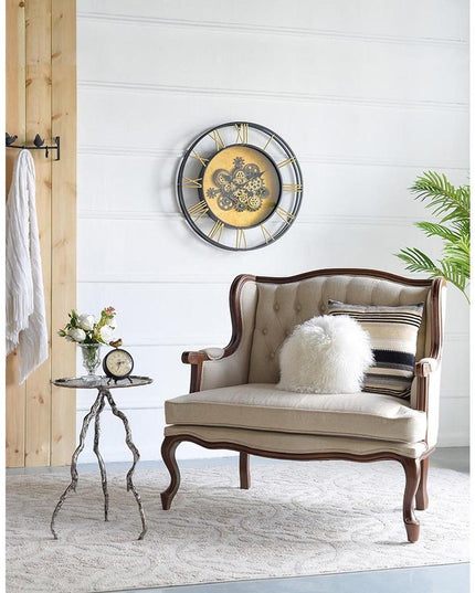 28" Circle Copper Metal and Glass Analog Exposed Gear Wall Clock