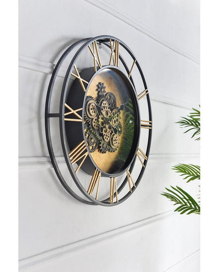 28" Circle Copper Metal and Glass Analog Exposed Gear Wall Clock