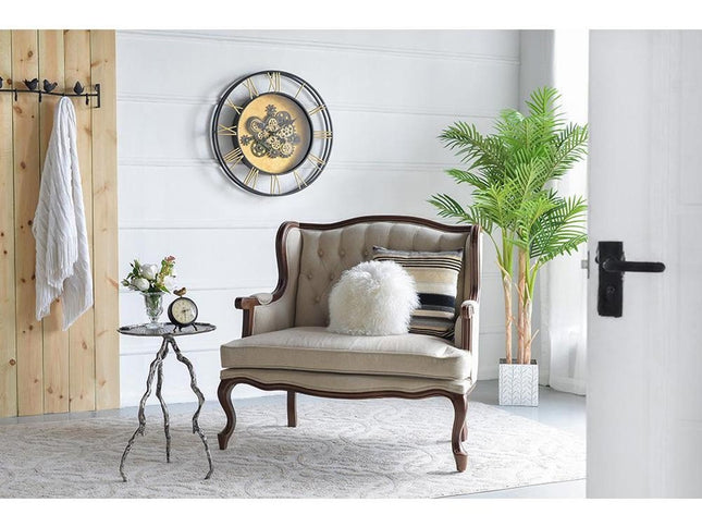 28" Circle Copper Metal and Glass Analog Exposed Gear Wall Clock