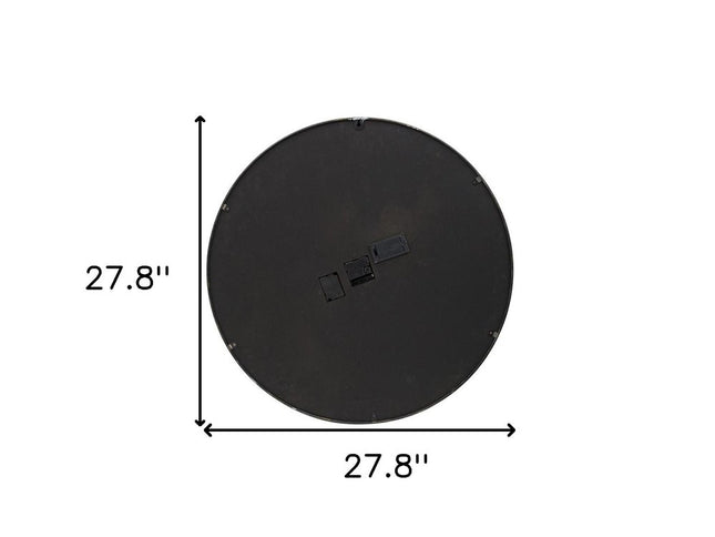 28" Circle Black and Gray Wood and Glass Analog Exposed Gear Wall Clock