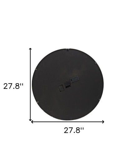 28" Circle Black and Gray Wood and Glass Analog Exposed Gear Wall Clock