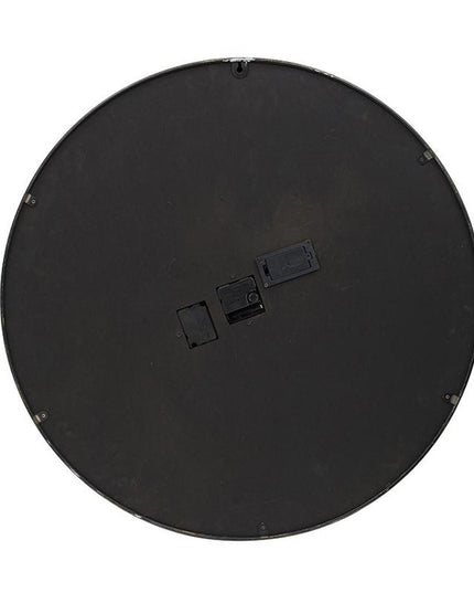 28" Circle Black and Gray Wood and Glass Analog Exposed Gear Wall Clock