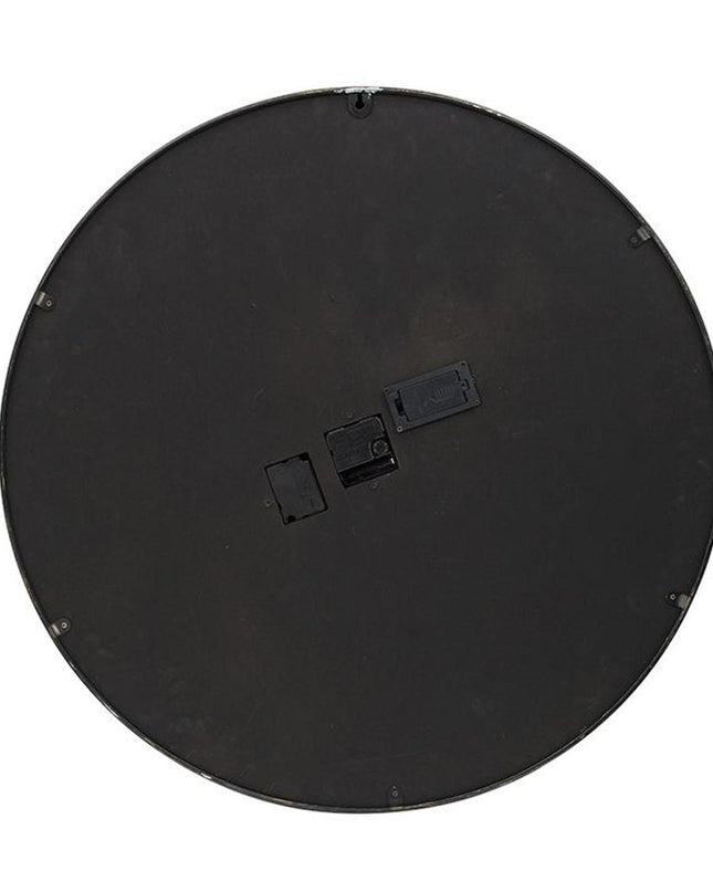 28" Circle Black and Gray Wood and Glass Analog Exposed Gear Wall Clock