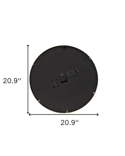 21" Circle Black and Gold Wood and Glass Analog Exposed Gear Wall Clock